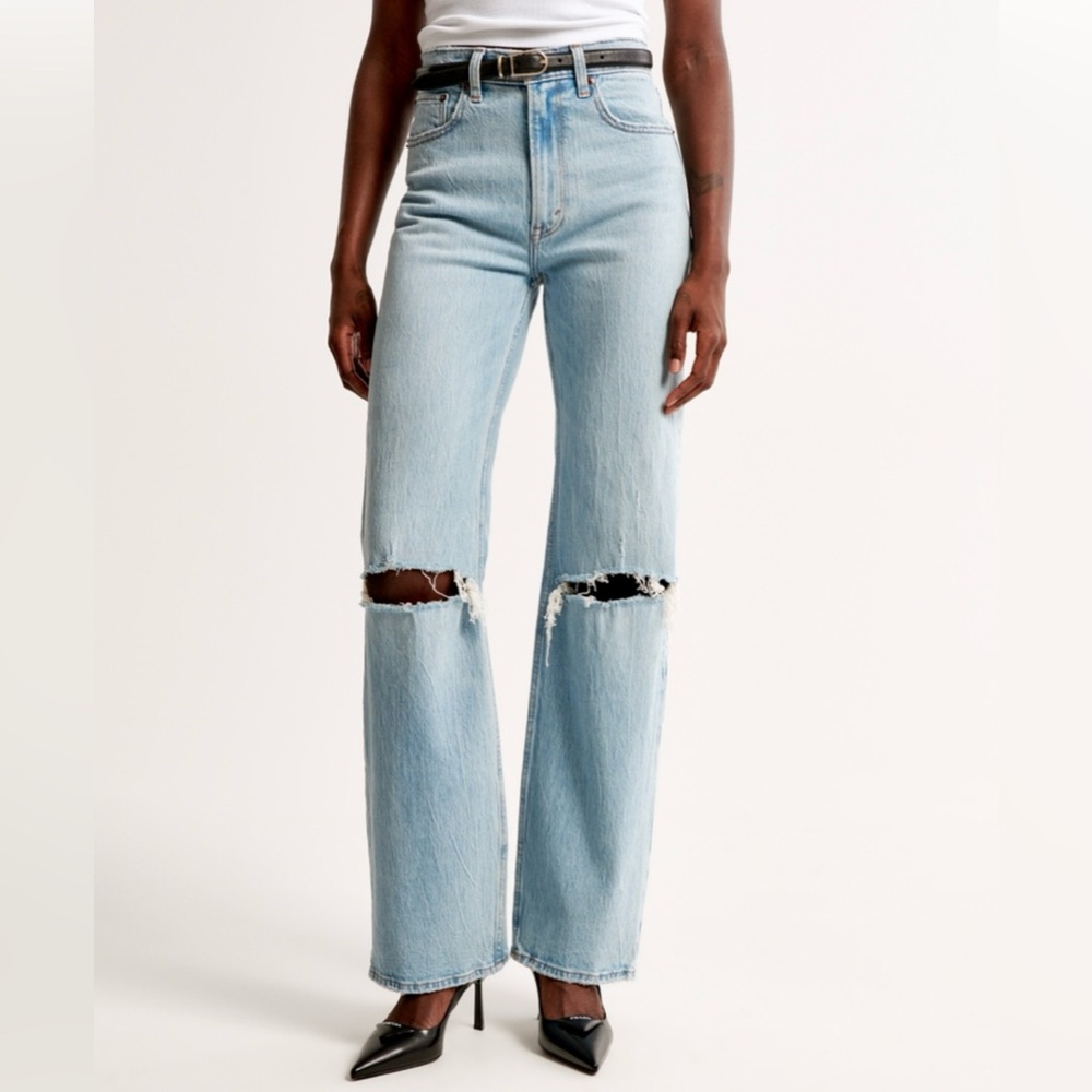 Abercrombie & Fitch Blue Flare Wide Leg Jeans